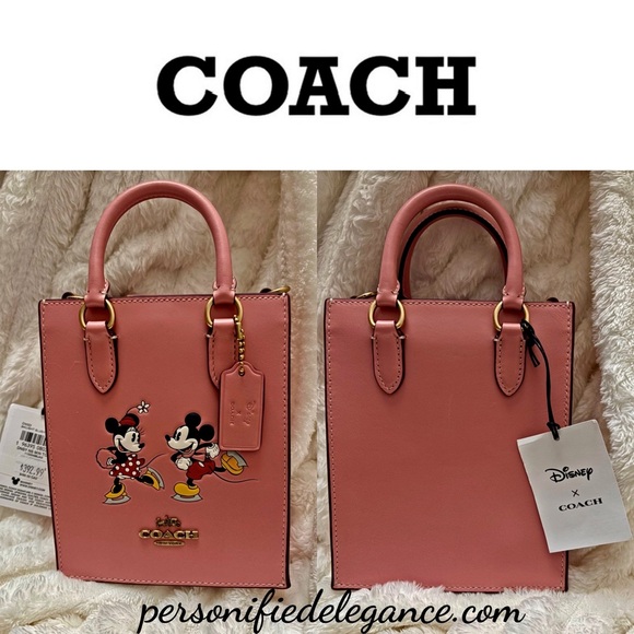 NEW Disney X Coach Blush Multi Leather Mini Tote Ice Skate Motif Mickey & Minnie - Picture 15 of 16